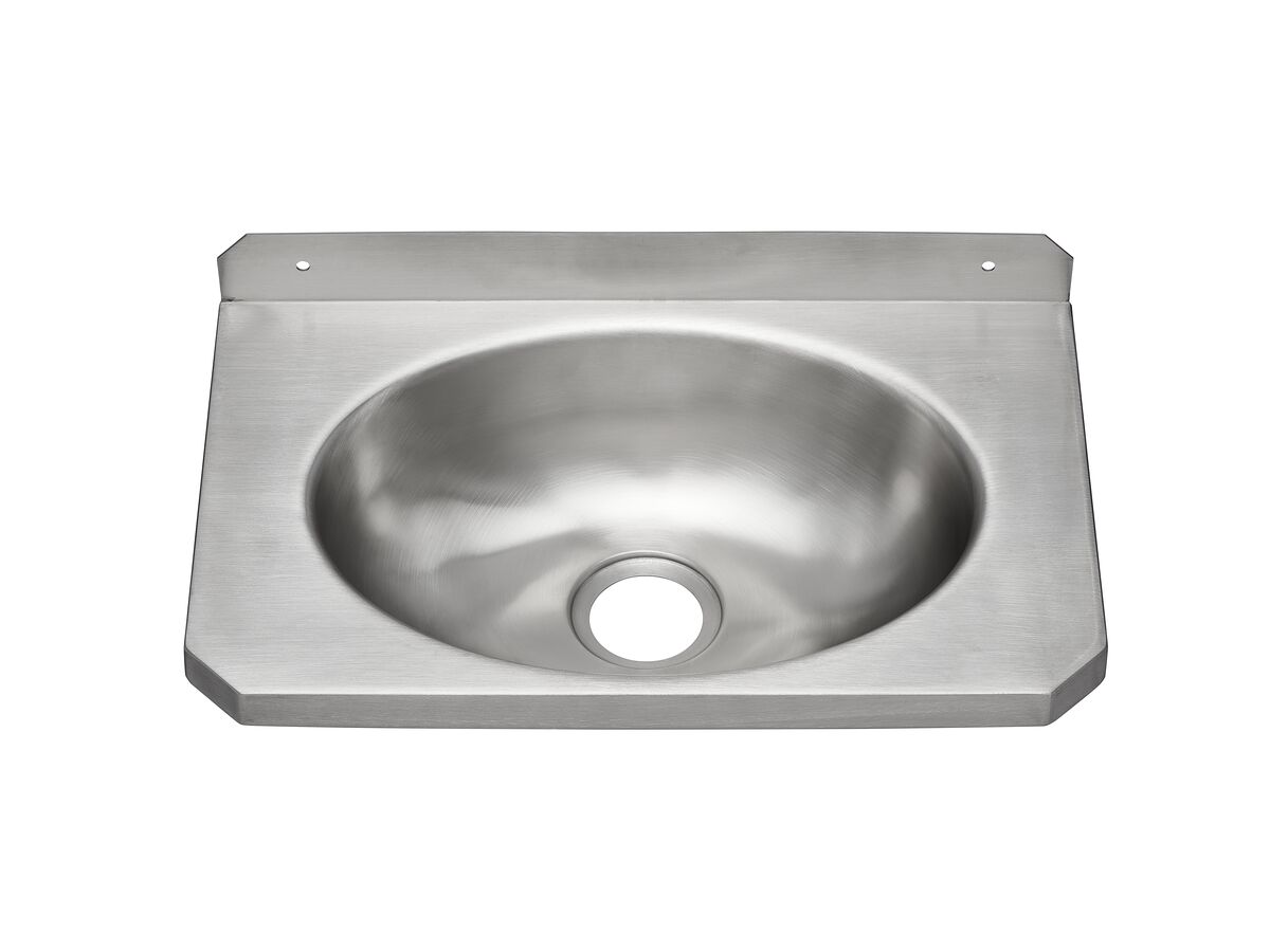 Reece Wolfen Slimline Wall Hand Basin 400 X 240mm With Brackets No Taphole Stainless Steel