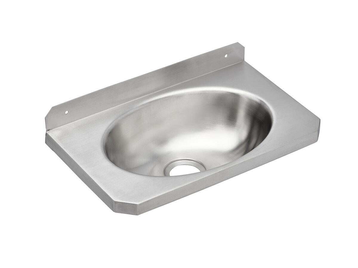 Reece Wolfen Slimline Wall Hand Basin 400 X 240mm With Brackets No Taphole Stainless Steel