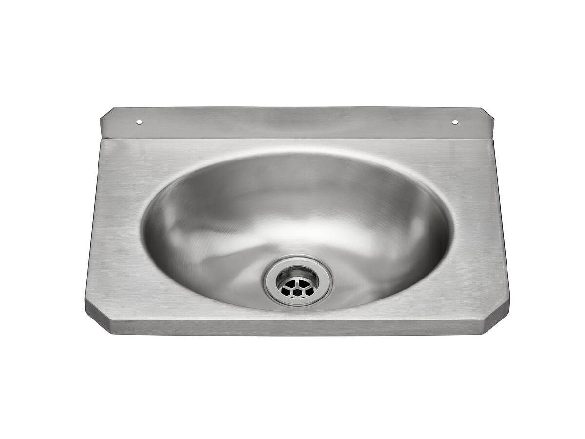 Reece Wolfen Slimline Wall Hand Basin 400 X 240mm With Brackets No Taphole Stainless Steel