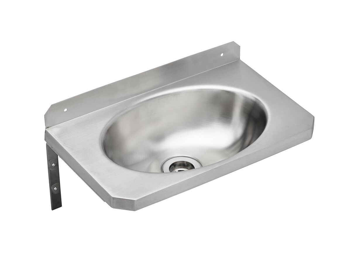 reece Wolfen Slimline Wall Hand Basin 400 x 240mm with Brackets No Taphole Stainless Steel