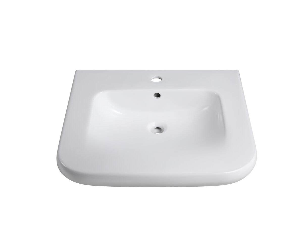 Reece Wolfen Wall Basin With Integrated Grab Handle And Fixings 600 X 555mm With Overflow & 1 Taphole White