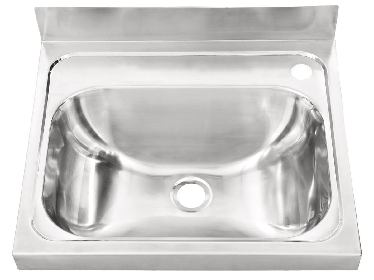 reece Wolfen Wall Hand Basin 500 x 420mm Less Brackets Right Hand 1 Taphole Stainless Steel