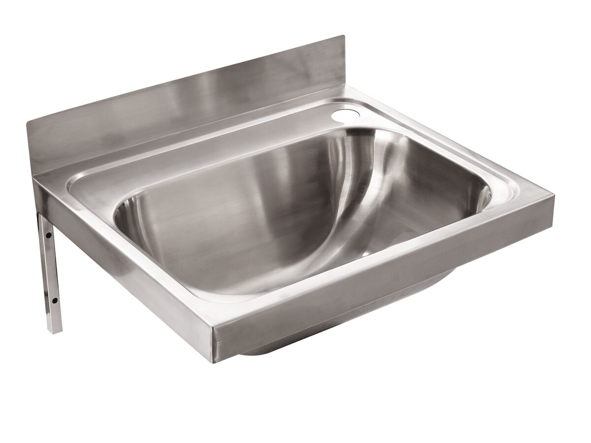 reece Wolfen Wall Hand Basin 500 x 420mm with Brackets Right Hand 1 Taphole Stainless Steel