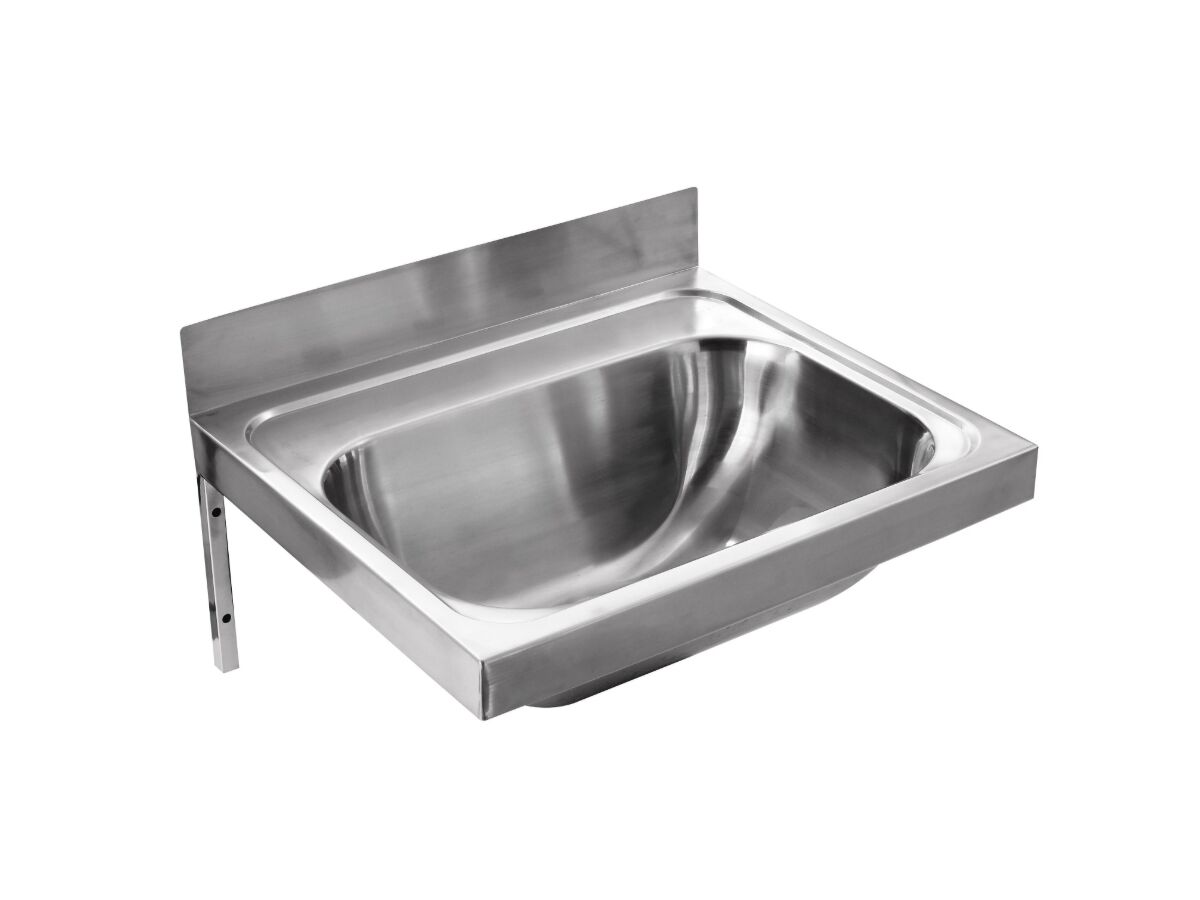 reece Wolfen Wall Hand Basin 500x420mm with Brackets No Taphole Stainless Steel