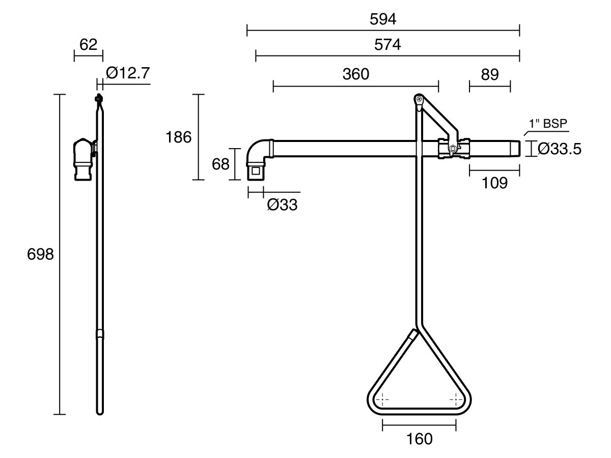 Reece Wolfen Wall Mounted Safety Drench Shower Polished Stainless Steel